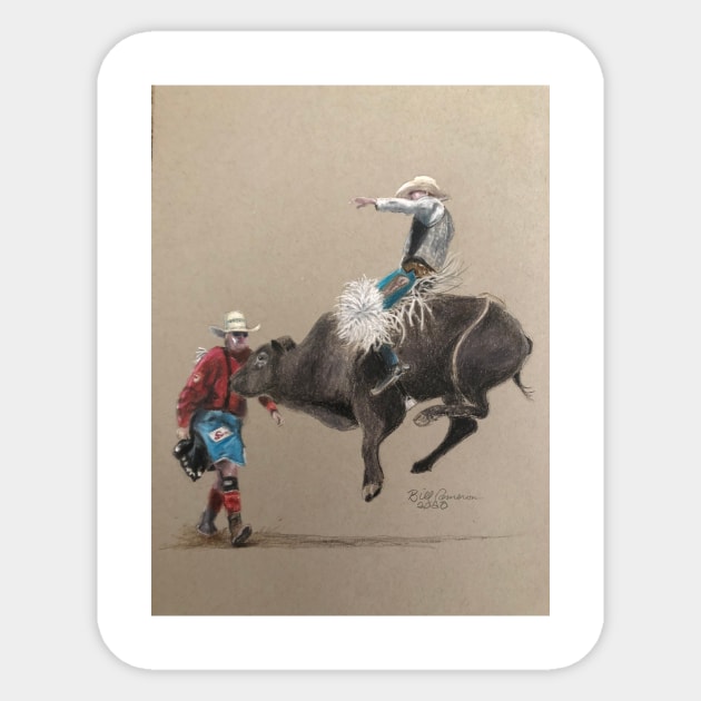 Bull Riding Sticker by Bill Cameron Fine Art